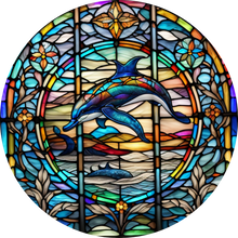 Load image into Gallery viewer, Stained Glass Dolphin (Round)
