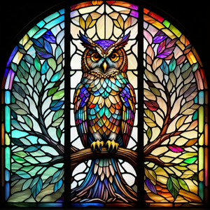 Stained Glass Owl (Square)