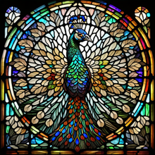 Load image into Gallery viewer, Stained Glass Peacock (Square)
