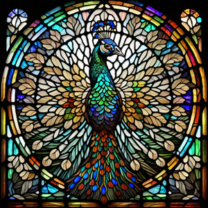 Stained Glass Peacock (Square)