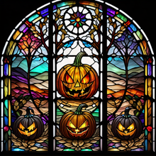 Load image into Gallery viewer, Stained Glass Jack-O-Lanterns (Square)
