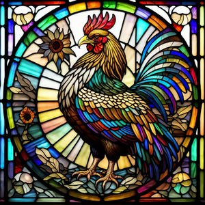 Rooster Stained Glass (Square)