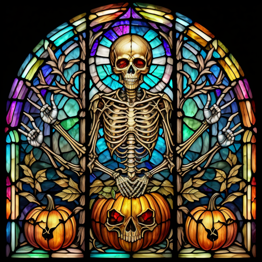 Stained Glass Skeleton (Square)