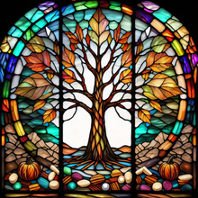 Load image into Gallery viewer, Stained Glass Autumn Tree (Square)
