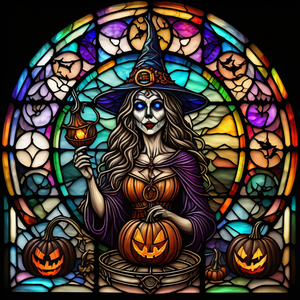 Stained Glass Witch (Square)